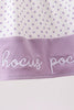 Purple Hocus pocus french knot ruffle bloomer set