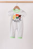 Green Hocus pocus french knot gingham romper