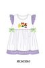 Purple Hocus pocus french knot ruffle dress
