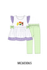 Purple Hocus pocus french knot ruffle pants set