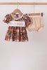 Brown Made to Worship Embroidery Bloomer Set