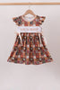 Brown Made to Worship Embroidery Ruffle Dress