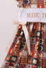 Brown Made to Worship Embroidery Ruffle Dress