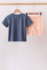 Orange Pumpkin Embroidery Gingham Shorts Set
