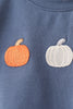 Orange Pumpkin Embroidery Gingham Shorts Set