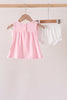 Pink Pumpkin Bow Embroidery Ruffle Bloomer Set