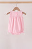 Pink Pumpkin Bow Embroidery Ruffle Bubble