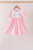 Pink Pumpkin Bow Embroidery Ruffle Dress