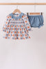 Blue Pumpkin Bow Smocked Bloomer Set