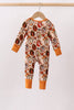 Orange princess bamboo zipper romper
