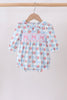 Blue Bow Smocked Floral Gingham Bubble