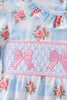 Blue Bow Smocked Floral Gingham Bubble