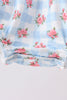 Blue Bow Smocked Floral Gingham Bubble