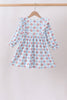 Blue Floral Ruffle Dress