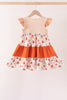 Floral Pumpkin Embroidery Ruffle Dress