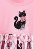 Pink Cat Embroidery Ruffle Bubble