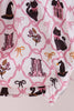 Pink Cat Embroidery Ruffle Bloomer Set