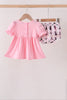 Pink Cat Embroidery Ruffle Bloomer Set