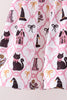 Pink Cat Embroidery Ruffle Pants Set