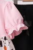 Pink Pumpkin Cat Embroidery Pants Set