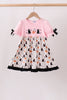 Pink Pumpkin Cat Embroidery Dress