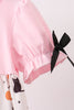 Pink Pumpkin Cat Embroidery Dress