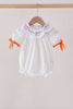 Orange Pumpkin Bow Embroidery Bubble
