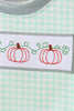 Green Pumpkin Embroidery Gingham Bubble