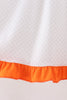 Orange Pumpkin Bow Embroidery Ruffle Dress
