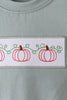 Green Pumpkin Embroidery Gingham Shorts Set