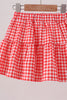 White Cheerleader Embroidery Gingham Skorts Set