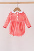 Red Football Smocked Gingham Bubble