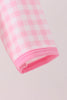 Pink Football Smocked Gingham Bubble