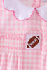 Pink Football Smocked Gingham Dress