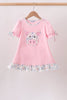 Pink Piggy Applique Ruffle Dress