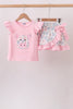 Pink Piggy Applique Ruffle Skorts Set