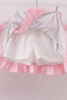 Pink Piggy Applique Ruffle Skorts Set