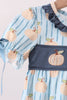 Blue Pumpkin Embroidery Ruffle Bubble