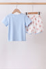 Blue Touchdown Embroidery Football Shorts Set