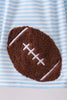 Blue Stripe Football French Knot Ruffle Shorts Set