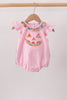 Pink Jack-O-Lantern Applique Ruffle Bubble