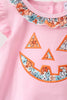 Pink Jack-O-Lantern Applique Ruffle Bubble
