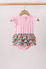 Pink Jack-O-Lantern Applique Ruffle Bubble
