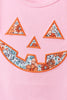 Pink Jack-O-Lantern Applique Bow Skorts Set