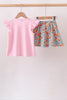 Pink Jack-O-Lantern Applique Bow Skorts Set
