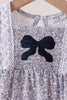 Navy Floral Bow Smocked Bubble