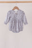 Navy Floral Bow Smocked Bubble