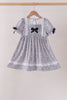 Navy Floral Bow Smocked Dress