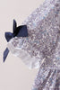 Navy Floral Bow Smocked Dress