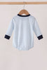 Navy Deer Embroidery Stripe Bubble
